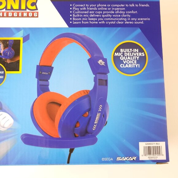 Sakar Sonic The Hedgehog Gaming Headset with Communication Mic Comfortable Sega - Picture 4 of 9